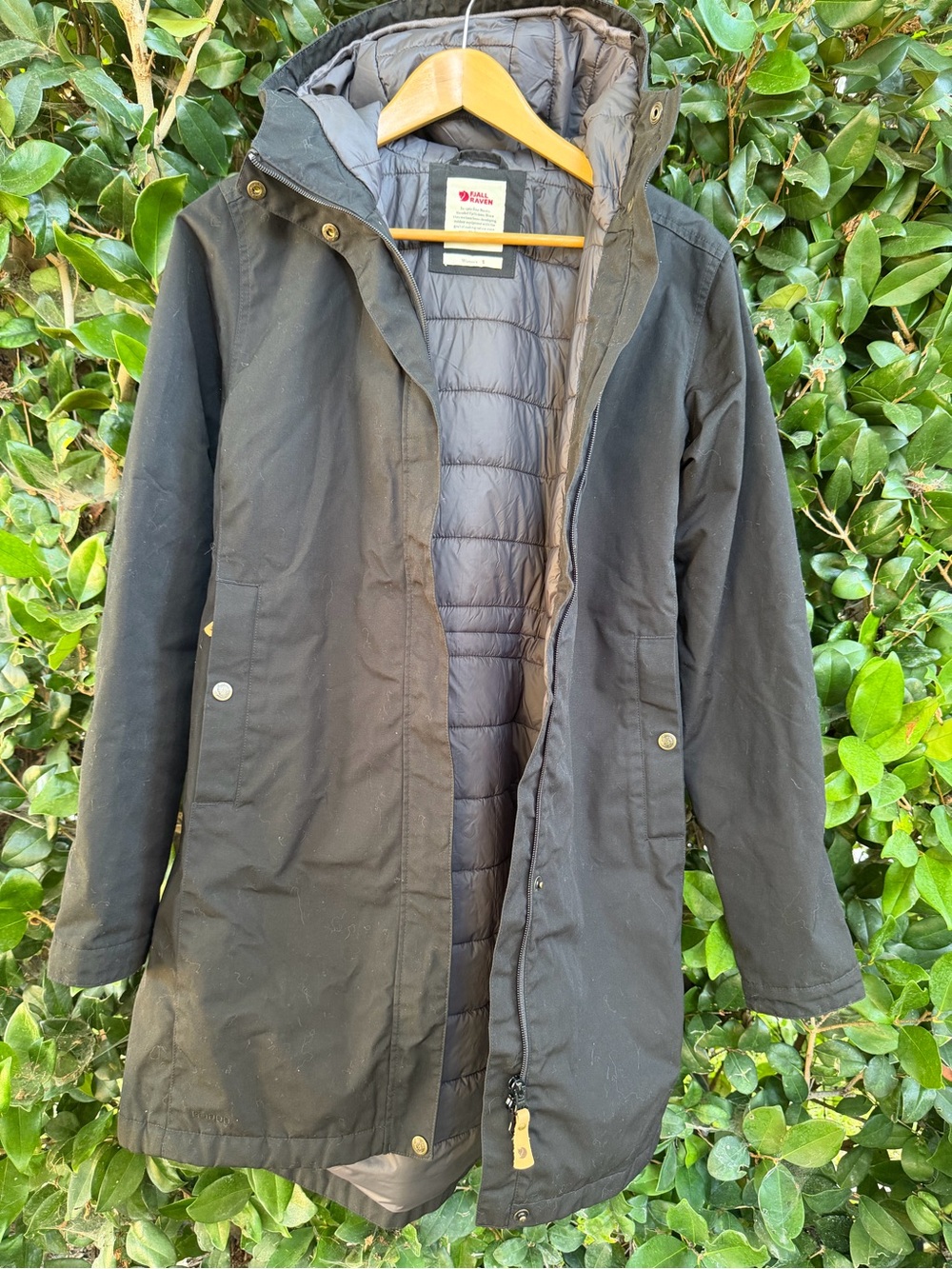 Fjallraven Women's Black Hooded Trench Coat